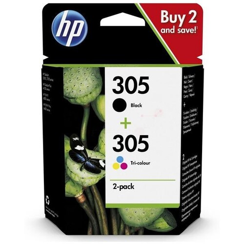 Druckkopfpatrone 305 Multipack für HP Deskjet Envy 6010 1x 2ml schwarz + 1x 4,48ml farbig HP 6ZD17AE (PACK=2 STÜCK) Produktbild Front View L
