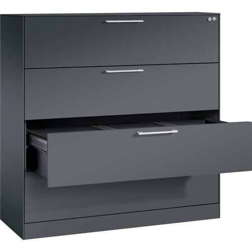 C+P Hängeregistraturschrank Asisto 146021413S10118 A4 3bahnig sgr/sgr Produktbild Front View L