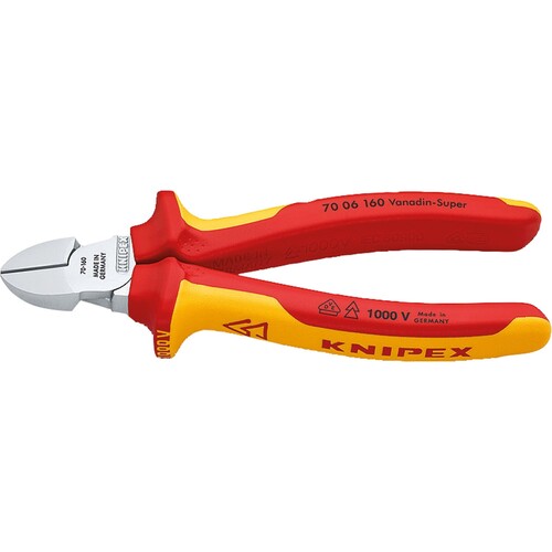 KNIPEX Seitenschneider 70 06 160 DIN ISO5749 VDE 160mm verchromt Produktbild Front View L