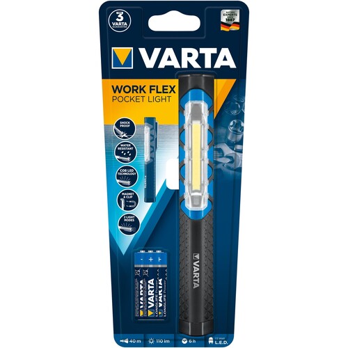 Arbeitsleuchte Work Flex Pocket Light 110lm Varta inkl. Batterien 3x Micro AAA Varta 17647101421 Produktbild Additional View 1 L