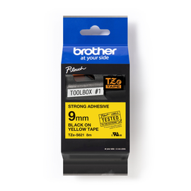 Schriftband extra stark klebend 9mm/8m schwarz auf gelb laminiert Brother TZe-S621 Produktbild