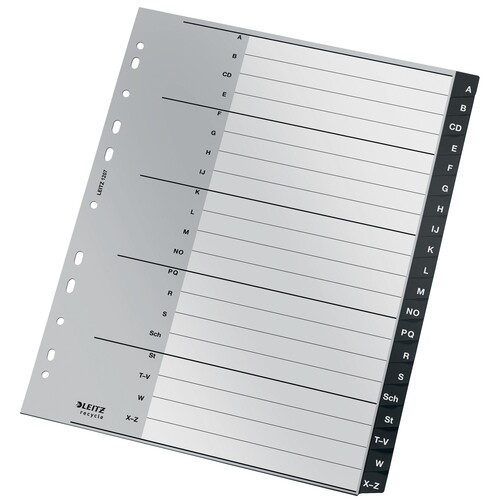Register recycle  A-Z A4 überbreit 238x297mm grau Plastik Leitz 1207-00-00 Produktbild