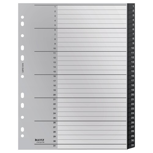 Register recycle A4 überbreit 238x297mm Zahlen 1-31 Plastik Leitz 1218-00-00 Produktbild Additional View 1 L
