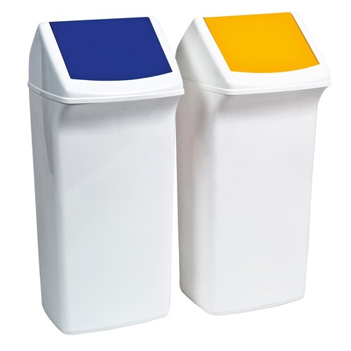 Abfalleimer DURABIN FLIP 40l Behälter weiß + Deckel blau Durable VEH2012036 36,6x74,7x32cm Produktbild Additional View 2 L