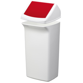 Abfalleimer DURABIN FLIP 40l Behälter weiß + Deckel rot Durable VEH2012037 36,6x74,7x32cm Produktbild