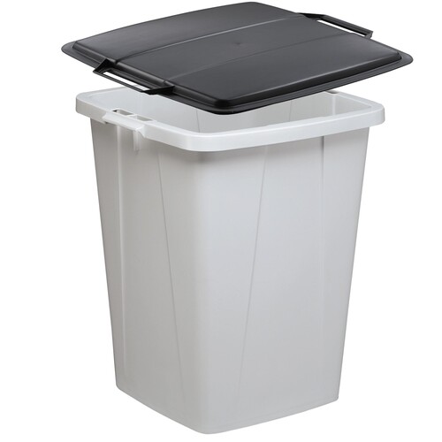 Abfalleimer DURABIN FLIP 90l Behälter grau + Deckel schwarz Durable VEH2012033 52x61x49cm Produktbild