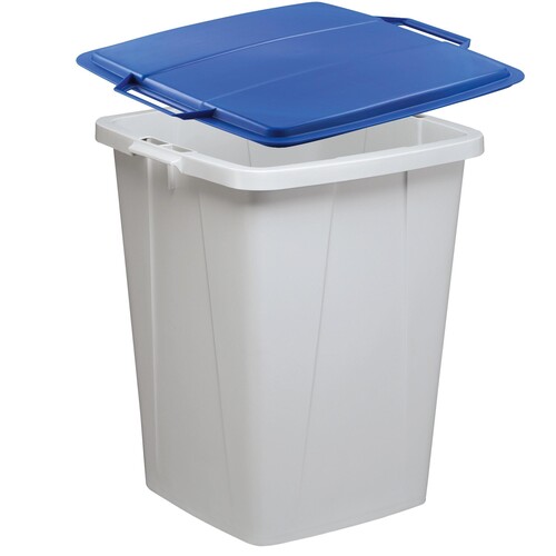Abfalleimer DURABIN FLIP 90l Behälter grau + Deckel blau Durable VEH2012031 52x61x49cm Produktbild