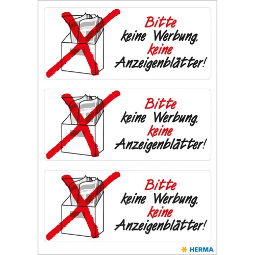 Hinweisetiketten Keine Werbung Keine Anzeigenblätter HERMA 5742 (BTL=3 STÜCK) Produktbild Additional View 3 L