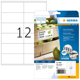 Etiketten Inkjet+Laser+Kopier 105x48mm auf A4 Bögen weiß extrem stark haftend Herma 10908 (PACK=300 STÜCK) Produktbild