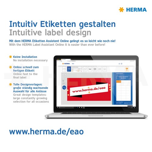 Etiketten Inkjet+Laser+Kopier 70x42,3mm auf A4 Bögen weiß extrem stark haftend Herma 10906 (PACK=525 STÜCK) Produktbild Additional View 3 L