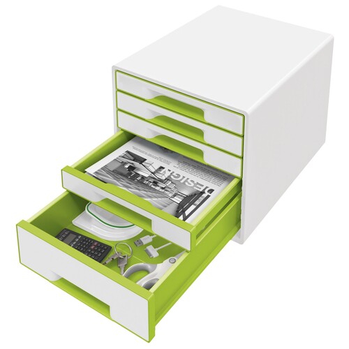 Leitz Schubladenbox WOW CUBE 52142054 5Schubfächer weiß/grün Produktbild Additional View 2 L