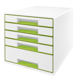 Leitz Schubladenbox WOW CUBE 52142054 5Schubfächer weiß/grün Produktbild