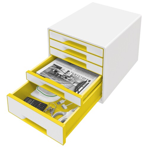 Leitz Schubladenbox WOW CUBE 52142016 5Schubfächer weiß/gelb Produktbild Additional View 2 L