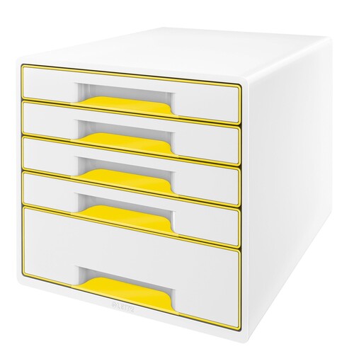 Leitz Schubladenbox WOW CUBE 52142016 5Schubfächer weiß/gelb Produktbild Additional View 1 L