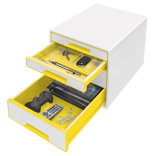Leitz Schubladenbox WOW CUBE 52132044 4Schubfächer weiß/gelb Produktbild Additional View 2 L