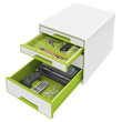 Leitz Schubladenbox WOW CUBE 52132044 4Schubfächer weiß/grün Produktbild Additional View 3 S