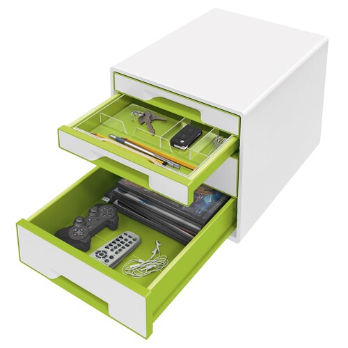Leitz Schubladenbox WOW CUBE 52132044 4Schubfächer weiß/grün Produktbild Additional View 3 L