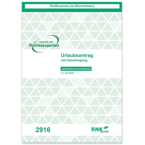 RNK Urlaubsantrag 2916 DIN A5 sd Block 2x40Blatt Produktbild Additional View 1 L
