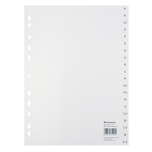 Soennecken Register 1544 DIN A4 A-Z volle Höhe PP weiß Produktbild Front View L