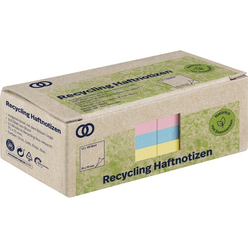 Soennecken Haftnotiz oeco 5877 RC 75x75mm 100Bl. sort. 12St. (PACK=12 STÜCK) Produktbild Front View L