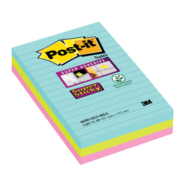 Post-it Super Sticky Notes 4690S3MI 101x152mm f.sort. 3 St./Pack. (PACK=3 STÜCK) Produktbild