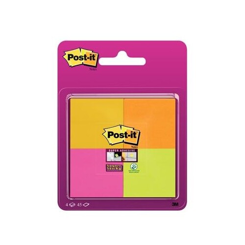 Post-it Haftnotiz Super Sticky 6910YPOG 48x48mm sort. 4 St./Pack. (PACK=4 STÜCK) Produktbild Default L