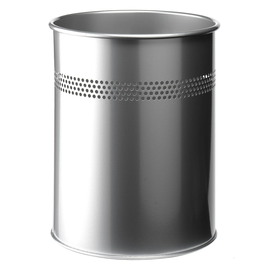 Papierkorb Metall 15l mit Perforation metallic silber Durable 330023 Produktbild
