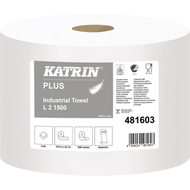 Katrin Putztuchrolle Plus L2 481603 2lagig weiß 1.500 Blatt 2 St./Pack. (PACK=2 STÜCK) Produktbild