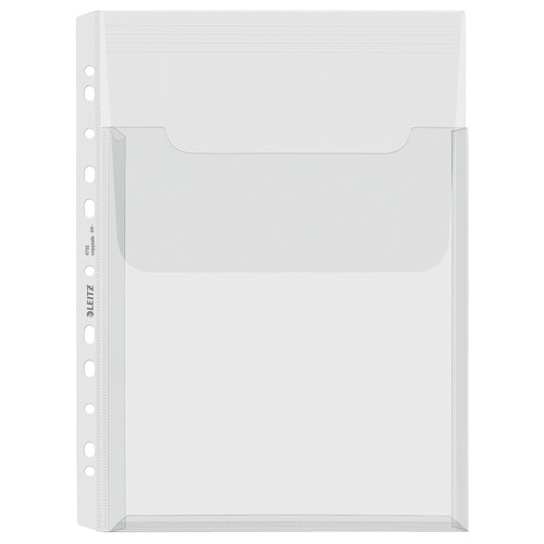 Prospekthüllen Maxi mit Klappe A4 180µ farblos PP Leitz 4752-30-03 (PACK=5 STÜCK) Produktbild Front View L