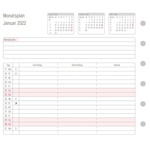Monatsplan 2022 für Organizer Mini 79x125mm Chronoplan 50622 Produktbild Additional View 2 L