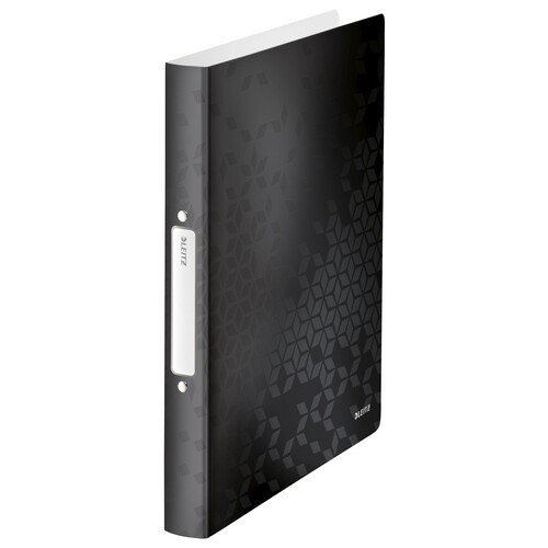 Ringbuch WOW A4 2Ringe Ringe-Ø25mm bis 190Blatt schwarz PP Leitz 4257-00-95 Produktbild Front View L