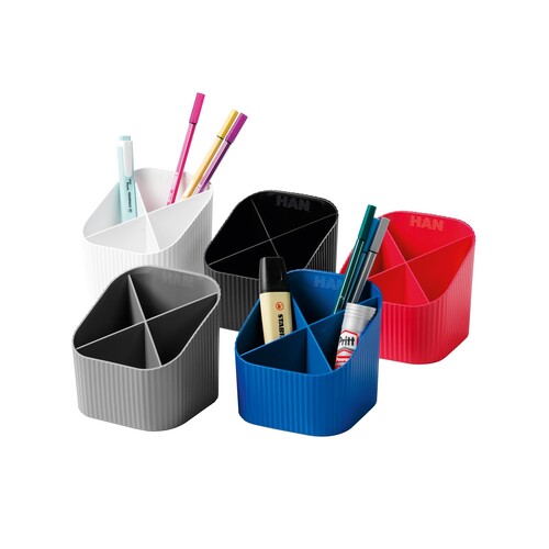 Stifteköcher Re-X-LOOP 111x105mm 4 Fächer blau PCR-Kunststoff HAN 17238-914 Produktbild Additional View 1 L
