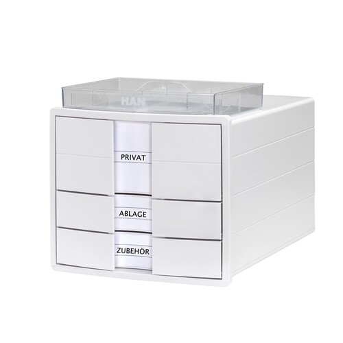 Schubladenbox IMPULS 3 Schübe geschlossen HAN Gehäuse weiß Schübe weiß 280x235x367mm 1017-12 Produktbild Additional View 1 L