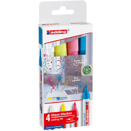 Glasmarker 95 1,5-3mm Rundspitze farbig sortiert Etui Edding 4-95-4-1 abwischbar (ETUI=4 STÜCK) Produktbild