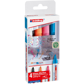Glasmarker 95 1,5-3mm Rundspitze farbig sortiert Etui Edding 4-95-4-2 abwischbar (ETUI=4 STÜCK) Produktbild