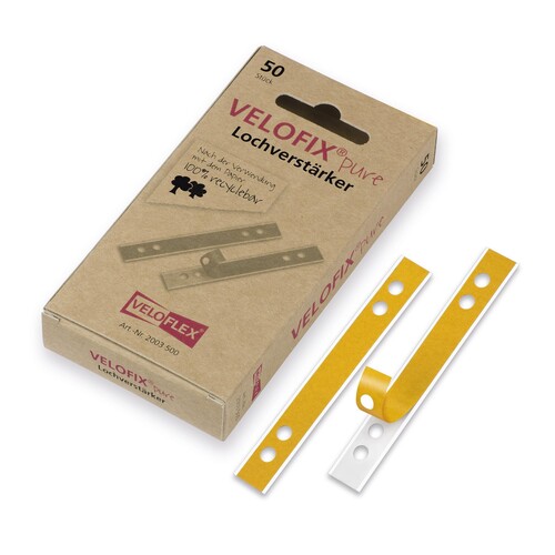 Lochverstärkerstreifen pure Velofix 105x15 mm weiß Papier Veloflex selbstklebend 2003500 (PACK=50 STÜCK) Produktbild Additional View 1 L