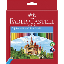 Farbstifte CASTLE sechskant Kartonetui 24er sortiert mit Spitzer Faber Castell 120124 (PACK=24 STÜCK) Produktbild