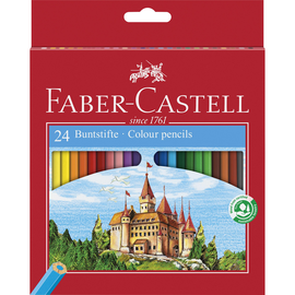 Farbstifte CASTLE sechskant Kartonetui 24er sortiert mit Spitzer Faber Castell 120124 (PACK=24 STÜCK) Produktbild