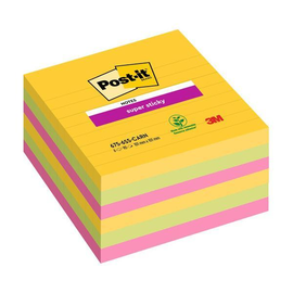 Haftnotizen Post-it Super Sticky Notes 101x101mm Rio de Jeneiro Collection liniert Papier 3M 675-6SS-CARN (PACK=540 BLATT) Produktbild