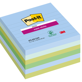 Haftnotizen Post-it Super Sticky Notes 101x101mm Bangkok Collection liniert 3M Papier 675-6SS-OAS (PACK=540 BLATT) Produktbild