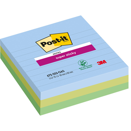 Haftnotizen Post-it Super Sticky Notes 101x101mm Miami Collection liniert Papier 3M 675-3SS-OAS (PACK=210 BLATT) Produktbild