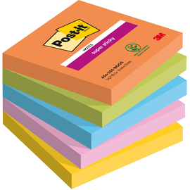 Haftnotizen Post-it Super Sticky Notes 76x76mm Boost neonfarben Papier 3M 654-5SS-BOOS (PACK=5 STÜCK) Produktbild