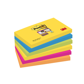 Haftnotizen Post-it Super Sticky Notes 127x76mm Carnival Collection Papier 3M 655-6SS-CARN 6x90 Blatt (PACK=540 BLATT) Produktbild