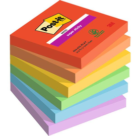 Haftnotizen Post-it Super Sticky Notes 76x76mm Playful Collection Papier 3M 654-6SS-PLAY (PACK=6 STÜCK) Produktbild