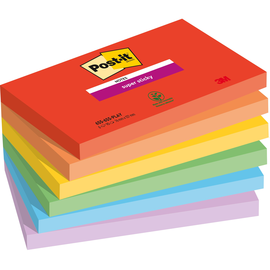 Haftnotizen Post-it Super Sticky Notes 127x76mm Playful Collection Papier 3M 655-6SS-PLAY (PACK=6 STÜCK) Produktbild