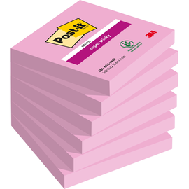 Haftnotizen Post-it Super Sticky Notes Einzelblock 76x76mm tropicalpink Papier 654-6SS-PNK 3M (ST=90 BLATT) Produktbild