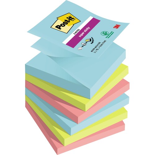 Haftnotizen Post-it Super Sticky Z-Notes 76x76mm Miami Z-Faltung Papier 3M R330-6SS-COS (PACK=6 STÜCK) Produktbild Front View L