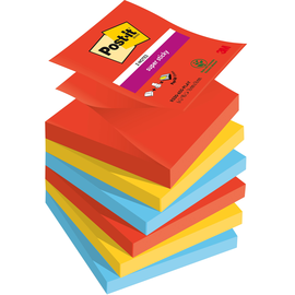 Haftnotizen Post-it Super Sticky Z-Notes 76x76mm Bora Bora Z-Faltung Papier 3M R330-6SS-PLAY (ST=6 STÜCK) Produktbild