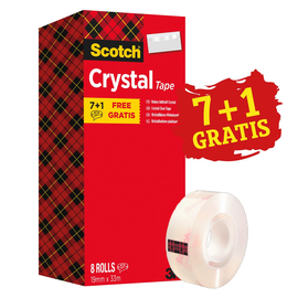 Klebeband Scotch Crystal 600 19mm x 33m transparent kristallklar Promotion 3M 6-1933R8 (PACK=7 ROLLEN + 1 ROLLE GRATIS) Produktbild