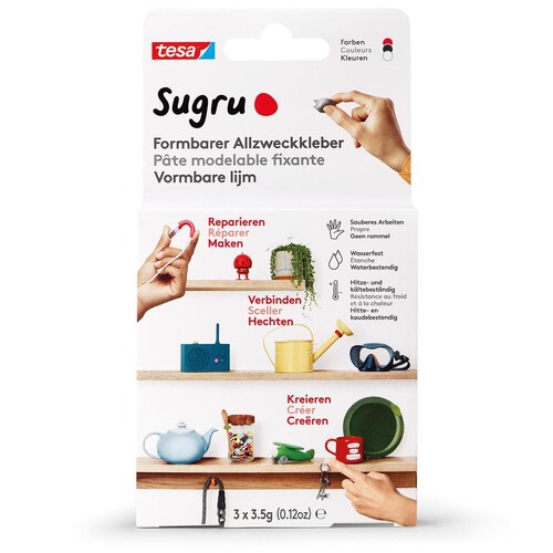 Klebeknete Sugru schwarz,weiß,rot 41232-00001-00 Tesa (PACK=3 STÜCK) Produktbild Front View L